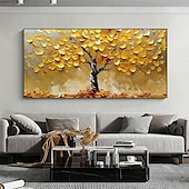 preiswerte Baumölgemälde-handgemachtes original goldenes Ölgemälde Baum des Lebens auf Leinwand abstrakte Baumlandschaft Wandkunst für Wohndekoration mit gespanntem Rahmen ohne Innenrahmen Gemälde