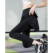billige Kjoler og shorts-Dame Ensfarget Uformelt skjørt Tennisskjørt med leggings Drapering Sidelommer Hurtigtørkende Tennis Golf Pickleball Bunner Svart Hvit Blå Spandex Tennis klær