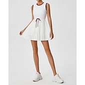 economico Abbigliamento Tennis da donna-Per donna Patchwork Abito da tennis Abito sportivo Senza Maniche Coulisse Pieghettato Traspirante Tennis Golf Pickleball Girocollo Tank Back Nero Rosso Verde Abbigliamento da tennis