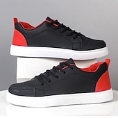 cheap Casual Sneakers-Men's Premium Navy Blue and Orange Faux Leather Sneakers with Fashionable Color Accents for Casual and Athletic Wear