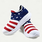 cheap Men&#039;s Sneakers-Men&#039;s Patriotic Slip-On Sneakers - American Flag Print Style for Casual Outdoor and National Holiday Wear
