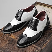 economico Formale-Scarpe da uomo Oxford con punta a coda di rondine in bianco e nero, scarpe eleganti brogue in vera pelle ispirate a Gatsby per feste jazz anni &#039;20, matrimoni vintage ed eventi serali formali