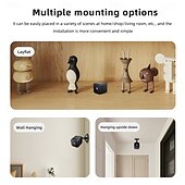 abordables Cámaras de red IP de interiores-Mini cámara de seguridad WiFi para interiores: cámara de vigilancia HD con visión nocturna y gran angular para el hogar, monitor de mascotas y bebés.