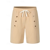 abordables Día festivo-Hombre Pantalón corto Pantalones cortos de lino Pantalones cortos de verano Pantalones cortos de playa Bolsillo Correa Cintura elástica Plano Comodidad Transpirable Corto Vacaciones Festivos Playa