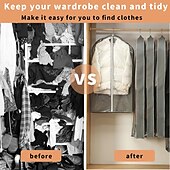 זול תיק בגדים וכיסוי-שקית בגדים לתליית בגדים, כיסויי בגדים עמידים בפני אבק מ-PEA, שקיות חליפה נושמות ועמידות בפני עש לאחסון בארון, מגן שקוף למעילים של חולצה