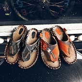 billige Ferietøfler-Herre vintage brune flip-flops i kunstskinn med robust sklisikker såle – utendørs sandaler for sommerfotturer, strandeventyr og daglig bruk