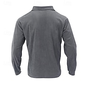 preiswerte Freizeithemden für Herren-Herren Hemd Freizeithemd Arbeitshemd Cordhemd Knopfhemd Schwarz Armeegrün Dunkelgray Langarm Einfach Revers Urlaub Ferien Tasche Bekleidung Polyester Mode Lässig Bequem