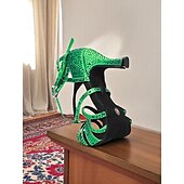ieftine Pantofi Dans Latin-Pantofi de dans verzi pentru femei cu strasuri, cu design cu barete și toc înalt, pentru spectacole de dans profesionale