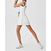 economico Abbigliamento Tennis da donna-Per donna Patchwork Abito da tennis Abito sportivo Senza Maniche Coulisse Pieghettato Traspirante Tennis Golf Pickleball Girocollo Tank Back Nero Rosso Verde Abbigliamento da tennis