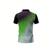  Per uomo Geometrico Polo Manica Corta Magliette polo Camicie con Colletto Business Casual All'aperto Abbigliamento quotidiano Stampa 3D Estate Verde