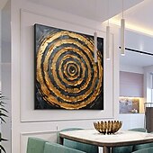cheap Abstract Paintings-Handmade Original Circle Oil Painting On Canvas Abstract Minimalist Wall Art for Home Decor With Stretched Frame Without Inner Frame Painting