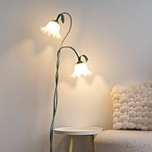 baratos abajur-luminária de chão 2/3 cabeças luminária de chão vintage rural sala de estar sofá quarto luminária de chão estilo francês flor lírio do vale