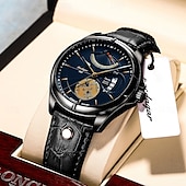 economico Orologi meccanici-Orologio da uomo, moda, lusso, sportivo, orologio da polso da uomo, impermeabile, luminoso, in pelle, con data, al quarzo.