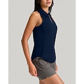 Χαμηλού Κόστους Γυναικείο πουκάμισο-Γυναικεία Μονόχρωμο Πουκάμισο τένις Αμάνικο UPF50+ Γρήγορο Στέγνωμα Τέννις Γκολφ Μπάντμιντον Γιακά με φερμουάρ Μπλουζάκι Μπολύζες Μαύρο Βαθυγάλαζο Πράσινο Ρούχα τένις