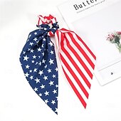 baratos Acessórios de penteados-Elásticos de cabelo com bandeira americana para mulheres e meninas, dia da independência, 4 de julho, elásticos de cabelo, estrela vermelha, branca e azul, laços de cabelo patrióticos, fitas do dia da