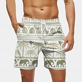 voordelige Tropische planten en bloemen-Voor heren Kokosnootboom Palmblad Tropische planten Lange zwembroeken Zwemshorts Boardshorts Medium Taille Streetwear Hawaii Strandvakantie Zijzakken Mesh voering Elastische tailleband met trekkoord