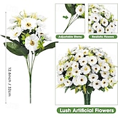 זול פרח מלאכותי-12 חבילות פרחים מלאכותיים לקישוט חוץ פרחי משי חינניים מזויפים צמחים מלאכותיים עמידים בפני UV לקיץ גינה מרפסת חלון חדר עיצוב הבית צהוב