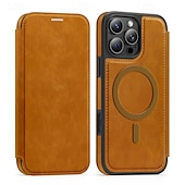 cheap iPhone Cases-Phone Case For Apple AirTag iPhone 16 Pro Max Plus iPhone 15 14 Pro Max Plus iPhone 13 12 Pro Max Magnetic Adsorption Flip Cover Support Wireless Charging Card Slot Shockproof TPU PC PU Leather
