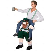abordables Costume Amusant-Ride-On Oktoberfest Costume Funny German Beer Man Piggyback Outfit for Adult Halloween Party Bavarian Festival Fancy Dress