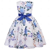 cheap Party Dresses-Kids Girls&#039; Party Dress Graphic Sleeveless Short Sleeve Performance Special Occasion Princess Polyester Party Dress Summer Spring kids Pink Blue Purple