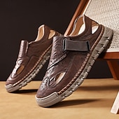 billiga Avslappnade sandaler-herrsandaler bruna friluftssandaler med kardborreband och bekväm design för vandringsresor och vardagsbruk