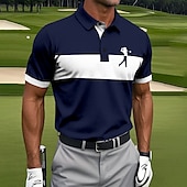 cheap Men&#039;s Golf Polo-Men&#039;s Horizontal Stripes Golf Polo Short Sleeve Polo Shirts Collared Shirts Sportswear Athleisure Daily Wear Buttons Summer White Red Blue