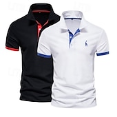 levne Pánské sportovní polo-Pánské polo tričko s krátkým rukávem, 2 ks, ležérní, s klopou, pohodlné, s ozdobným potiskem &amp;vyšívané základní letní polo tričko regular fit
