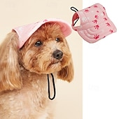 abordables Sombrero de sol-Gorra de béisbol para perro, visera playera de verano para perro y gato con agujeros para las orejas, tocado ajustable para cachorros