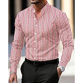 economico camicia da uomo con bottoni-Per uomo Camicia Camicia Estiva Camicia casual Camicia da Spiaggia Camicia con Bottoni Nero Bianco Rosa Verde militare Manica Lunga Semplice Collo alla coreana Vacanza Camicia hawaiana Bottoni