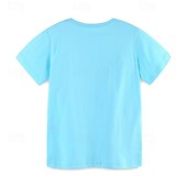 halpa T-paidat ja muut paidat-Lapset Poikien T-paita Tee Piirretty Lyhythihainen Crewneck Lasten toppi ulko- Perus Kesä Sininen 4 vuotta +