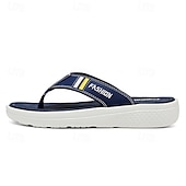 cheap Vacation Sandals-Men&#039;s Black Thick Sole Flip Flops with Soft Footbed and Fashion Strap Design for Adults Comfortable Summer Slippers for Beach Vacation Poolside Lounge Daily Shower Use