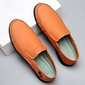 Χαμηλού Κόστους Slip-On Καθημερινά Παπούτσια-Ανδρικά πορτοκαλί μοκασίνια από τεχνητό δέρμα, άνετα, casual παπούτσια, ιδανικά για καθημερινή χρήση και χαλαρές εξόδους.