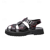 cheap Dress Sandals-Men's Black Faux Leather Gladiator Sandals - Durable and Stylish Sandals for Summer Adventures