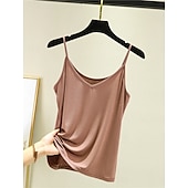 cheap Plain Tank Top-Women&#039;s Camisole Tank Top Solid Color Daily Sleeveless Crew Neck Regular Tops Daily Backless Light Blue Iron Gray Denim Blue Matcha green Black Summer