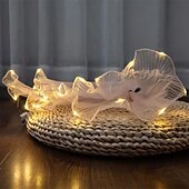 baratos Plantas e Flores Artificiais-Embalagem de presente de flores com luz LED, material de embrulho de gaze ondulada para buquê, caixa de presente de pirulito para casamento, festa, aniversário