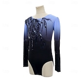 abordables Disfraces de Patinaje Artístico para Niños y Hombres-Top de patinaje artístico Hombre Chico Patinaje Sobre Hielo Tops Gris oscuro Retazos Teñido Halo Licra Alta elasticidad Entrenamiento Competición Ropa de Patinaje Clásico Cristal / Strass Manga Larga