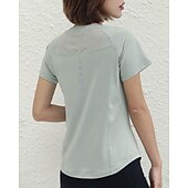 baratos Camisa Feminina-Mulheres Cor Sólida Camisa Esportiva Camisa de tênis Top de tênis Manga Curta Com Transparência Detalhes Refletores Pavio Humido Tênis Golfe Cooper Arredondar Preto Branco Verde Claro Roupas de tênis