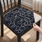 abordables Funda para silla de comedor-Funda para silla de comedor, funda para taburete, funda de poliéster con estampado geométrico