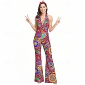abordables Conjuntos-Retro Antiguo Boho Años 70 Pantalones acampanados Mono Hippie Disco Cachemir Tribal Mujer Víspera de Todos los Santos Carnaval Vacaciones Festival de Música Festival Adulto Mono
