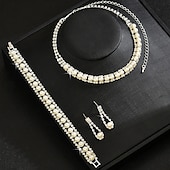 economico Parure di gioielli-Set di gioielli da sposa 3 Perla 1 Collana 1 Bracciale Orecchini Per donna Elegante Moda Dolce Adorabile Classico Amore Prezioso Ovale Parure di gioielli Per Matrimonio San Valentino Compleanno