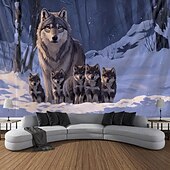 billige dyretepper-Dyr Ulver Hengevev Veggkunst Stor Hengevev Mural Dekor Fotograf Bakgrunn Teppet Gardin Hjem Soverom Stue Dekorasjon