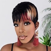 baratos Perucas de Qualidade Superior-peruca pixie cut para mulheres negras peruca sintética peruca pixie com franja perucas curtas para mulheres negras perucas em camadas