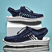 preiswerte Urlaubsandalen-Herren Sandalen Spaziergang Lässig PU Leder Bequem Rutschfest Atmungsaktiv Schnürung Rose+Schwarz Weiß+Schwarz Dunkelrot Sommer Frühling Herbst