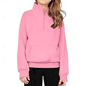 billiga Huvtröjor- och tröjor för flicka-Barn Flickor Tröja Ensfärgat Långärmad Vår Höst Dagligen Polyester Ledigt