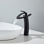 お買い得  浴室・洗面台用水栓金具-バスルームのシンクの蛇口 - 滝状吐水タイプ 電気メッキ センターセット シングルハンドルつの穴Bath Taps