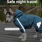 baratos capa de chuva-Capa de chuva para cachorro, capa de chuva impermeável com capuz, capa de chuva refletiva alta para animais de estimação com furo para guia para cães pequenos, médios e grandes