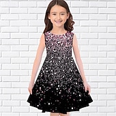 tanie Sukienka 3D Shining Vision-Dziewczyny &#039; 3D Graficzny Sukienka Bez rękawów Lato Wiosna Urlop Codzienny Święto Księżniczka Piękny Słodkie Dzieci 4-12 lat Codzienne sukienki Sukienka A line Do kolan Regularny