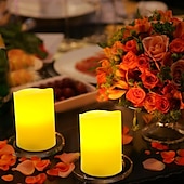 cheap Candle Lights-Set of 3 LED Candle lights Multi-Color Changing Real Wax Ivory Pillar Candles (4&#039;&#039; 5&#039;&#039; 6&#039;&#039;) with 18-Key Remote and Timer Control Realistic Flameless Flicker Mode Battery Operated Mood Light Wedding Holiday Decor
