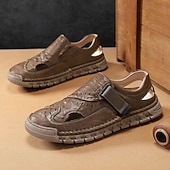 billiga Avslappnade sandaler-herrsandaler bruna friluftssandaler med kardborreband och bekväm design för vandringsresor och vardagsbruk