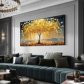 preiswerte Baumölgemälde-handgemachtes original goldenes Ölgemälde Baum des Lebens auf Leinwand abstrakte Baumlandschaft Wandkunst für Wohndekoration mit gespanntem Rahmen ohne Innenrahmen Gemälde